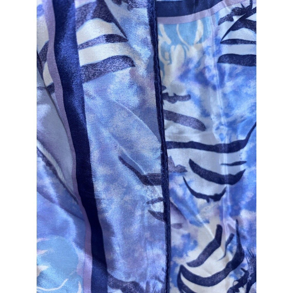 Vintage Vera Square Silk Scarf Blue Violet Gray Seashells - Picture 4 of 5